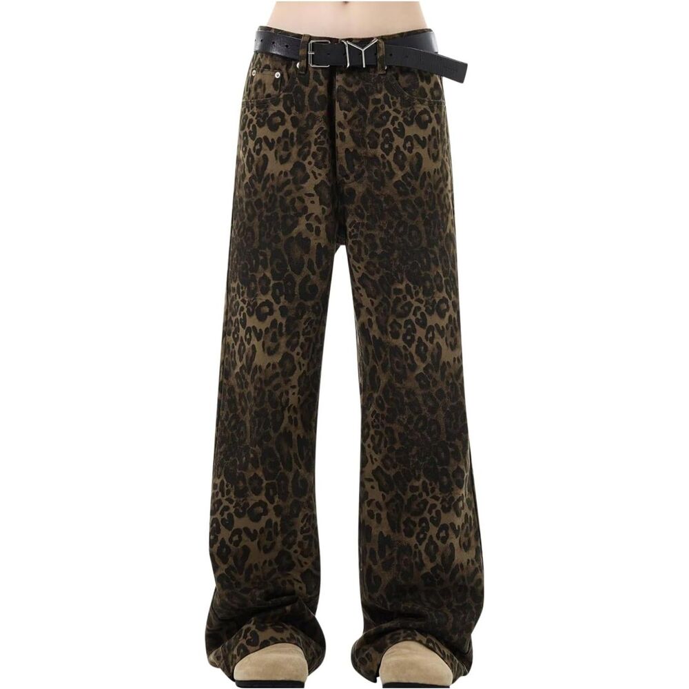 Brand-new Whoowap Y2K Leopard Print Women's Brown Jeans
